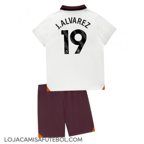 Camisa de Futebol Manchester City Julian Alvarez #19 Equipamento Secundário Infantil 2023-24 Manga Curta (+ Calças curtas)